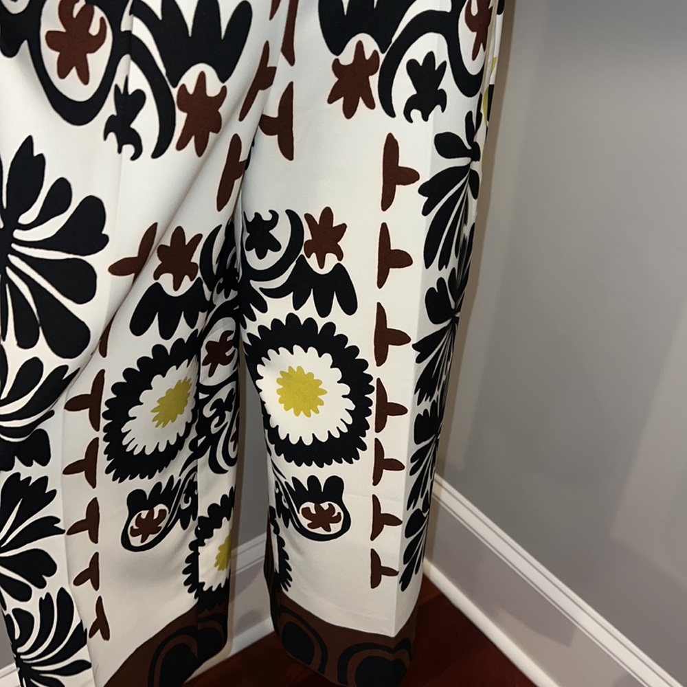 Zara NWT size medium floral geometric wide leg pant - Picture 4 of 10